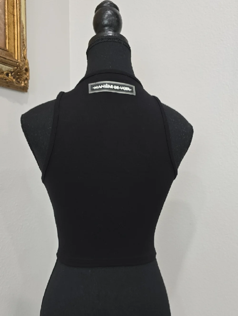 Manière De Voir (MDV) Black Reflective Piped Racer Crop Top UK 8 (US 4) - Picture 11 of 13